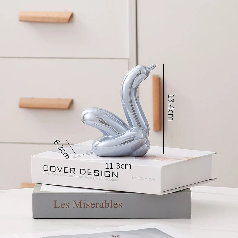 Nordic Ceramic Swan Sculpture Animal Decorative Figurine Home Decor Room Accessory Swans Decorative Item