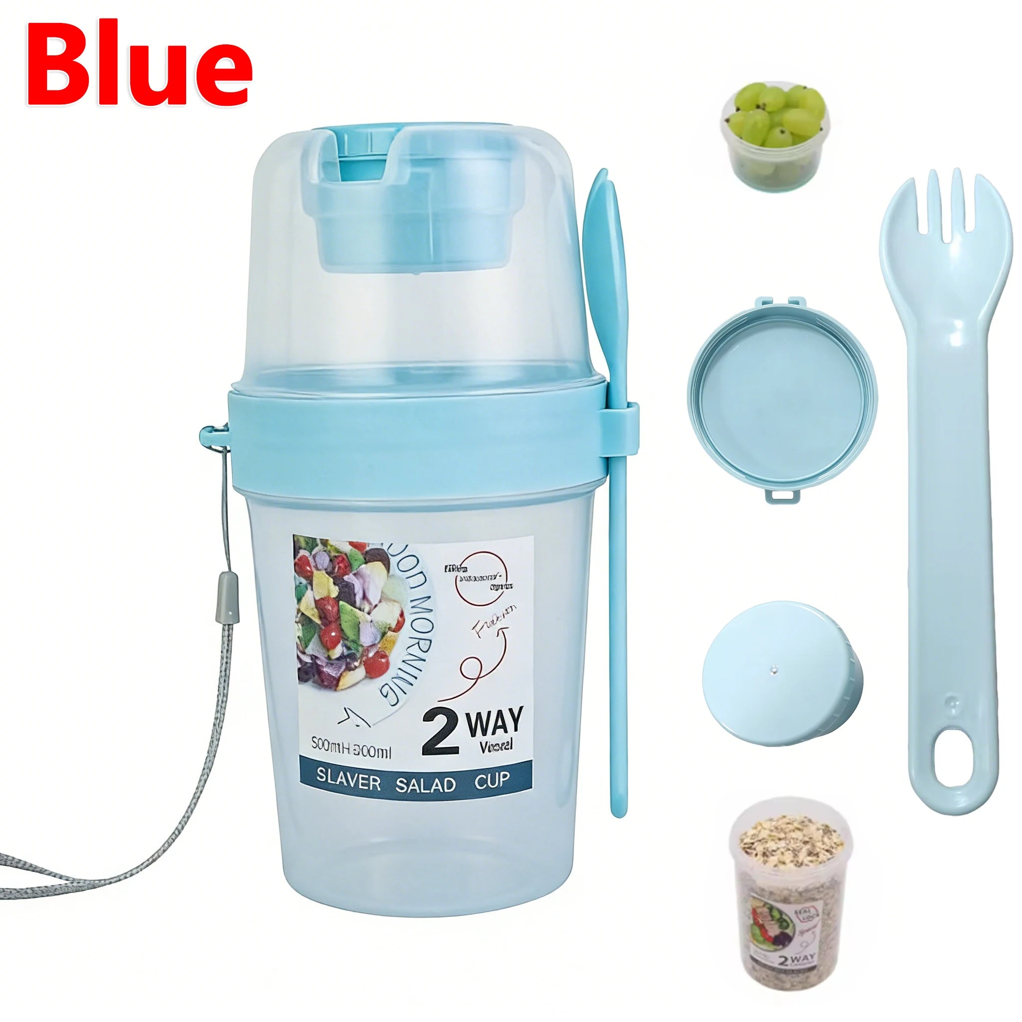 Breakfast On The Go Cups, Salad Cup To Go, Take And Go Yogurt Cereal Overnight Oats Snack Parfait Containers & Salad Dressing Ho