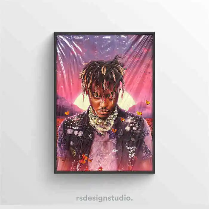 Póster de Juice WRLD Pop Hip Hop Rap Cantante Álbum de Música Portada de Bar de Asma Foto Arte HD Lienzo