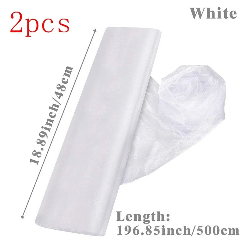5/10m Wedding Decoration Tulle Roll Crystal Organza Sheer Fabric For Wedding Birthday Party Backdrop Weeding Chair Sashes Decor