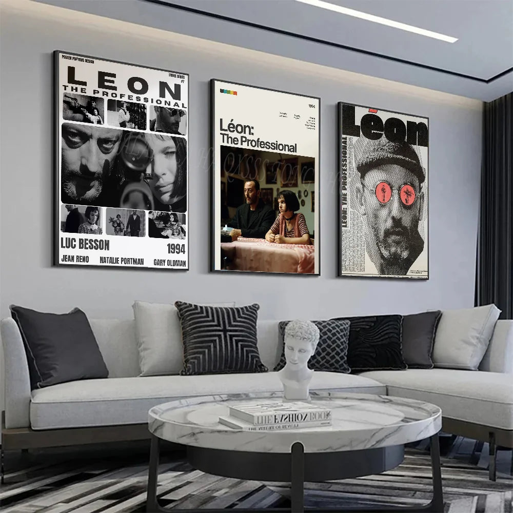 Póster Retro Vintage Minimalista de Película Leon Leon_ El Profesional Pósters HD Decoración Hogar Habitación Bar Cafetería Pintura Mural Artística