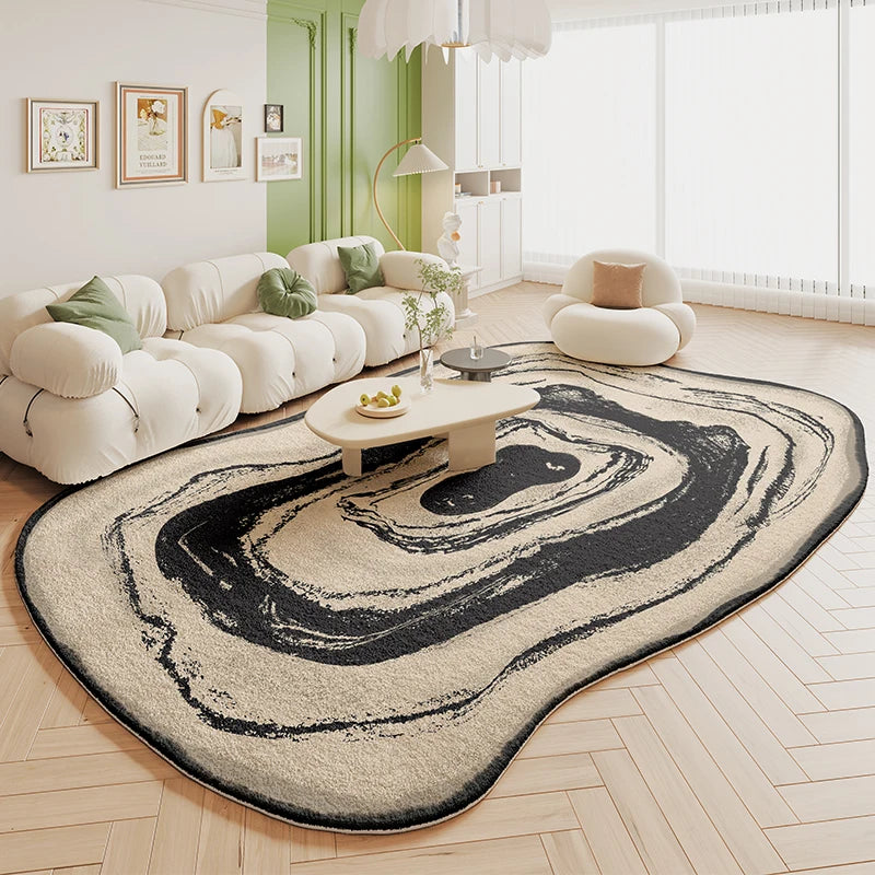 VIKAMA Alfombra Verde Sala de Estar Estilo Crema 2025 Nueva Alfombra Irregular de Peluche para Dormitorio, Mesita de Noche, Tapetes de Piso Decoración del Hogar