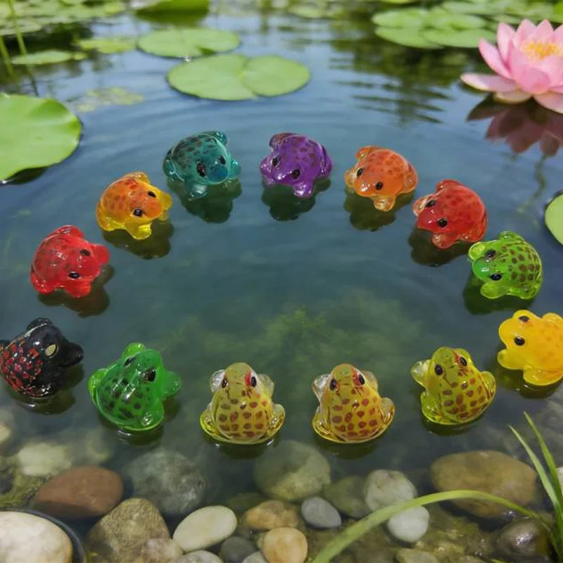 Luminous Frog Statues Colorful Resin Car and Garden Decorations, Perfect for Moss Landscapes and Car Accessories Party Gifts