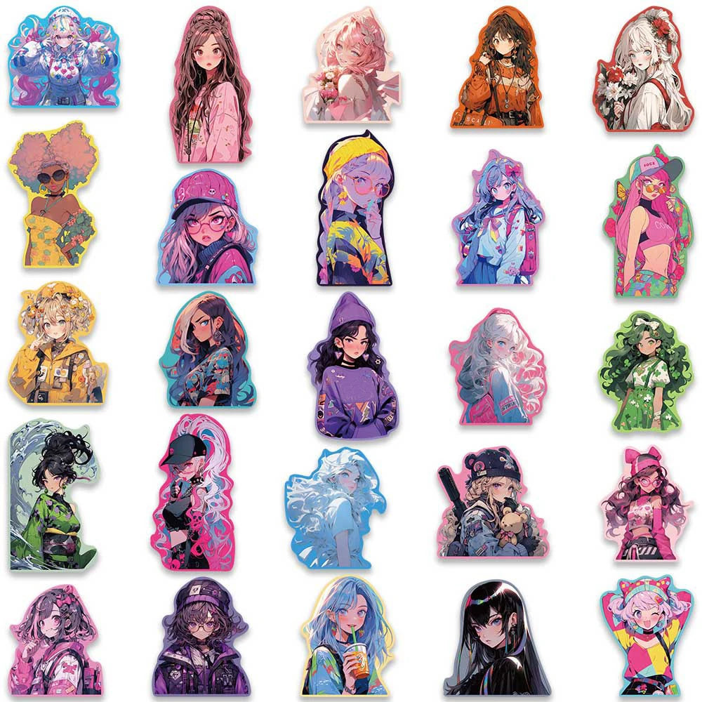 10/30/50pcs Kawaii Anime Girl Cartoon Aesthetic Stickers Decals Laptop Scrapbook Phone Suitcase Fridge Diary Decoration Sticker