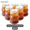2/4/6PCS INS Glass Cup Heat-resistant Tumbler Drinkware Transparent Tea Juice Milk Coffee Mug Home Water Glasses Stripe Beer Mug