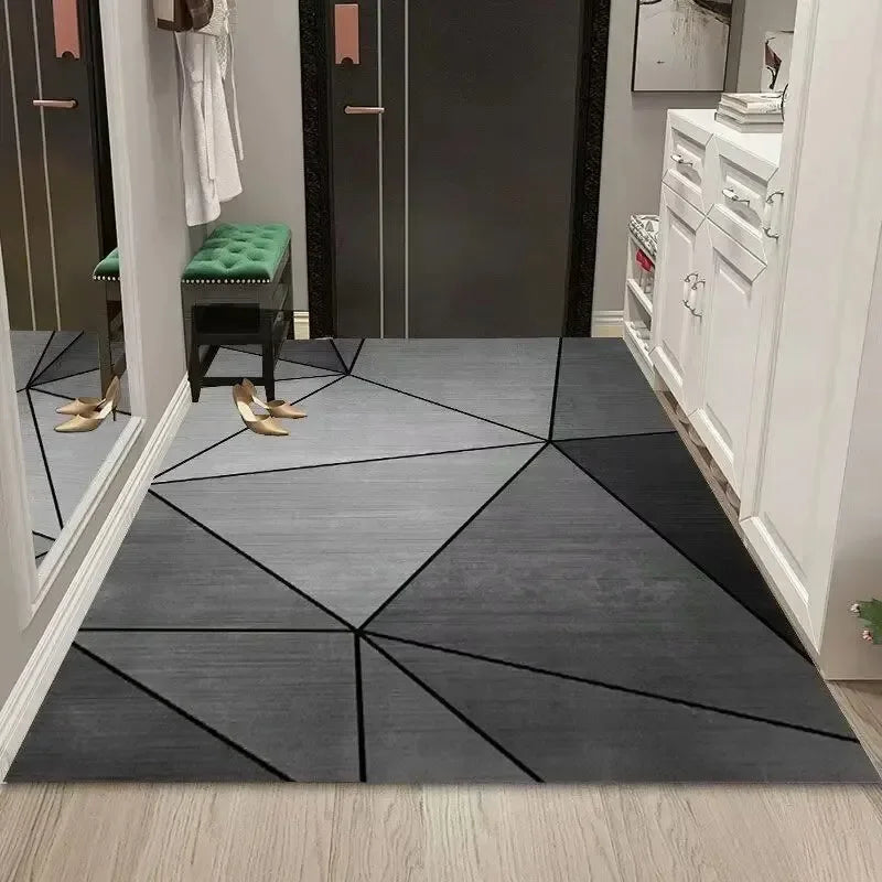 Alfombra geométrica simple de cristal, para sala de estar, dormitorio, oficina, entrada, resistente a la suciedad, antideslizante.