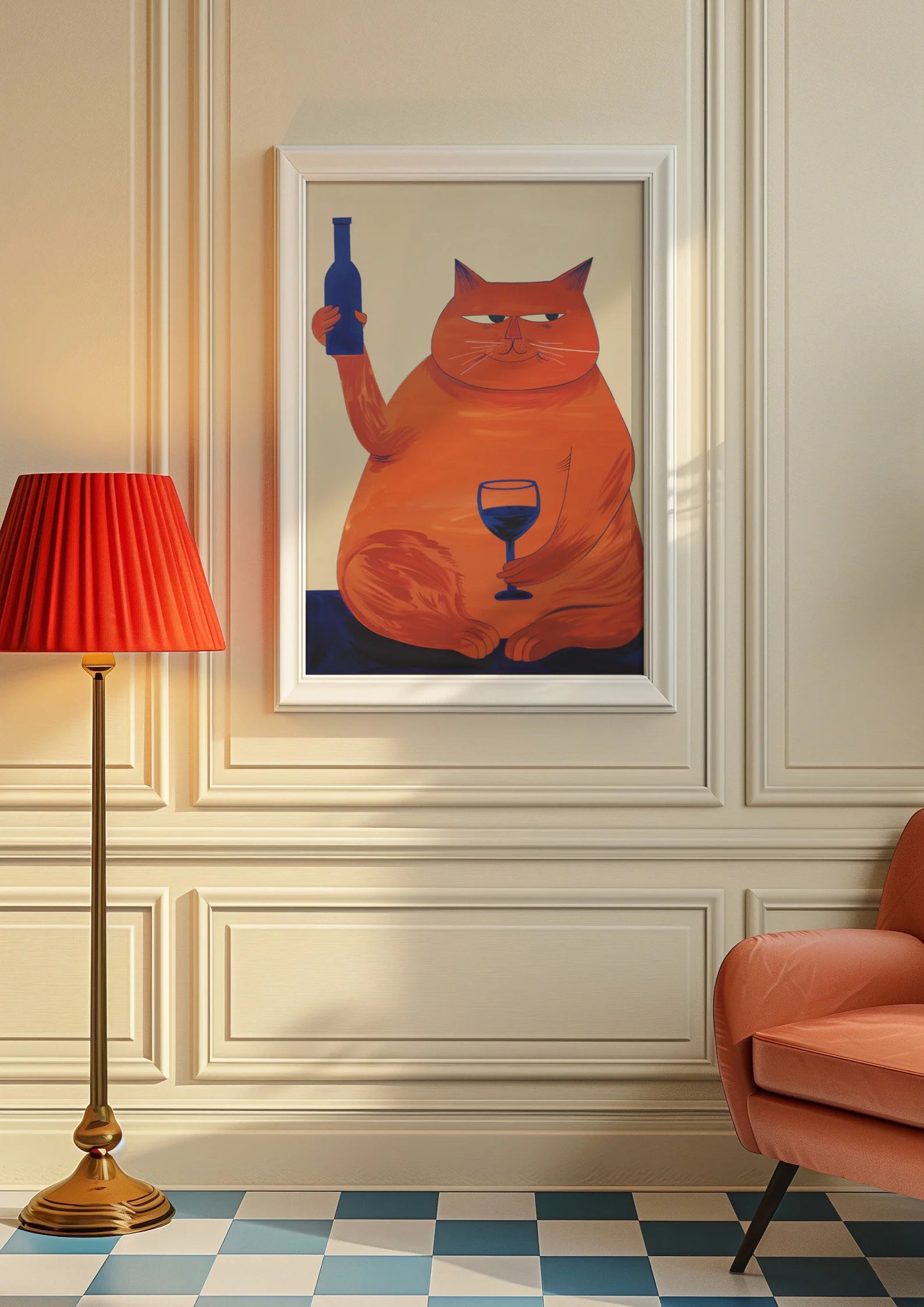 Décoration de bar, Affiche de chat, Impression de vin, Décoration de cuisine rétro, Décoration de milieu de siècle, Art mural tendance, Impression "Cheers", Salle à mange