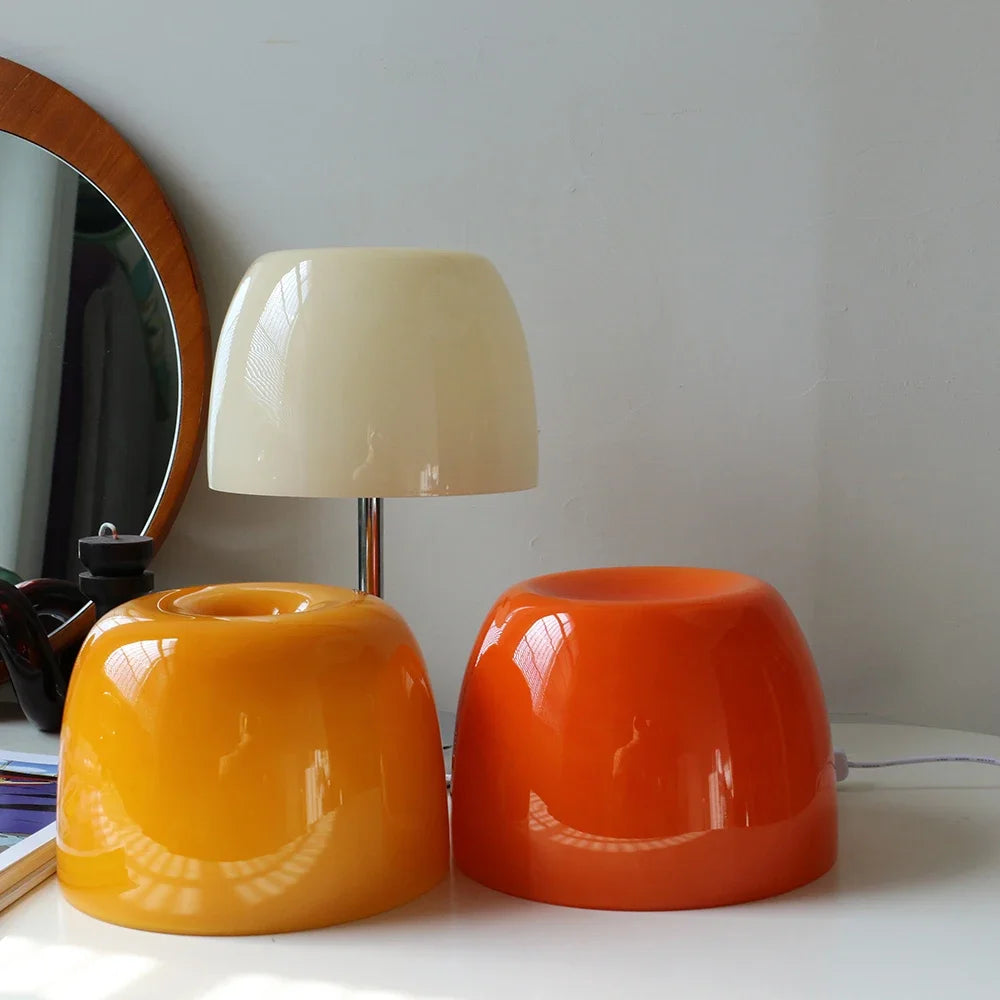 Lámpara de Mesa de Vidrio Medieval Retro Americana para Sala de Estar, Comedor, Lámpara de Mesa Bauhaus, Hogar Tranquilo, Dormitorio Cálido, Mesita de Noche
