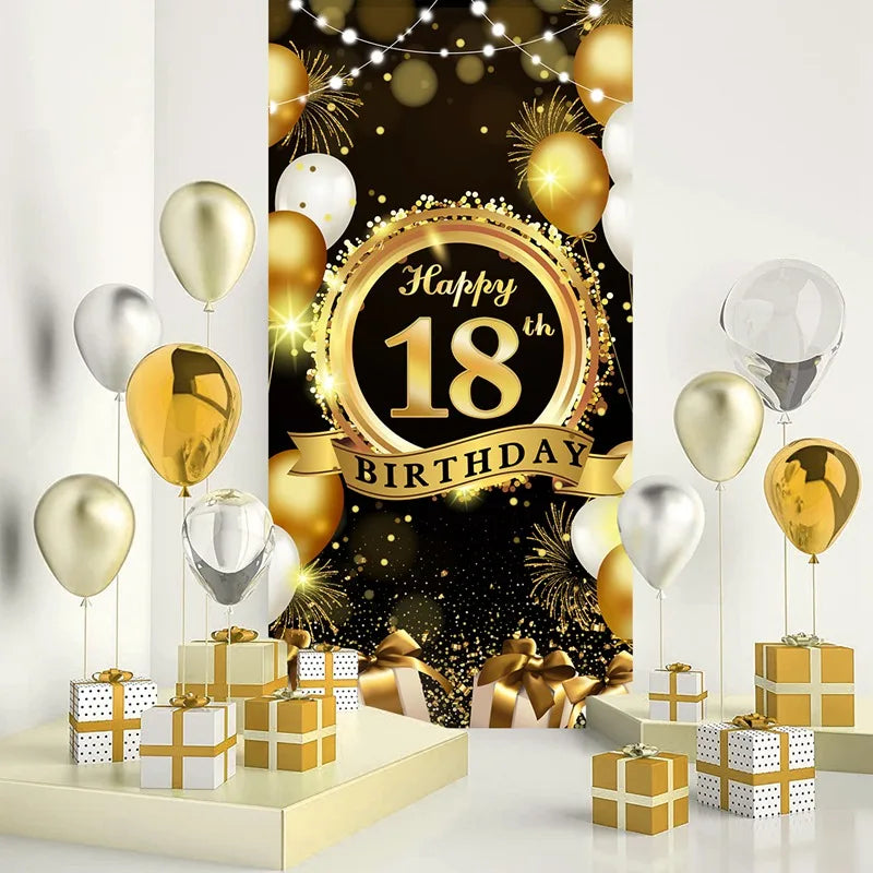 Joyeux Anniversaire Fond 18 21 30 40 50 60 Décoration de Fête d'Anniversaire Bannière d'Anniversaire Drapeau Suspendu Décoration de Fond 30ème Anniversaire