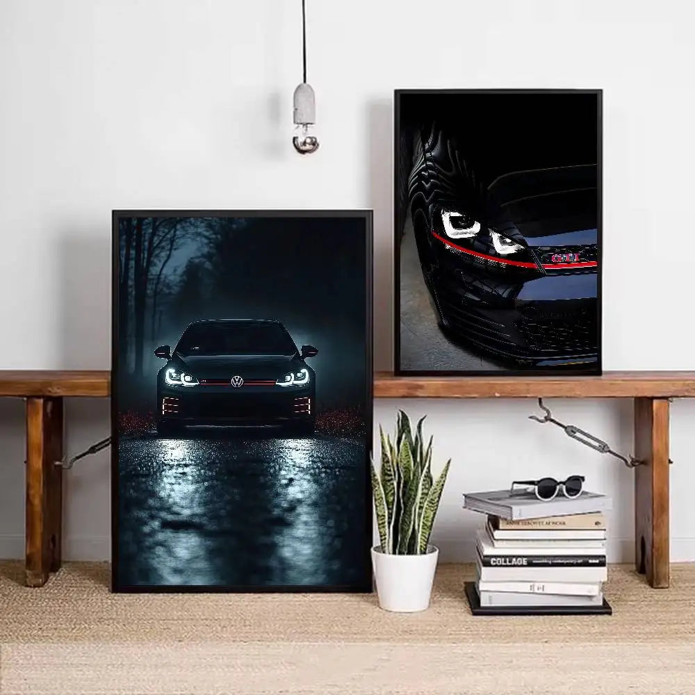 Affiche Supercar VW Golf GTI, autocollant mural étanche, décoration esthétique pour la maison, le salon, la chambre, le bar.