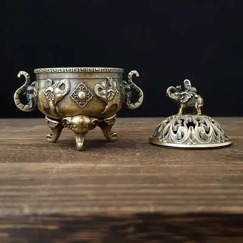 Encensoir Éléphant à Trois Pieds en Métal, Décoration d'Intérieur, Accessoire d'Aromathérapie, Polyvalent pour la Méditation