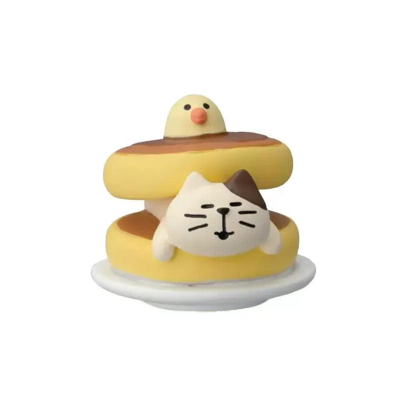 ZAKKA Adornos Noche Mercado Niña Soporte Barbacoa Escena Decoración Accesorios Fotografía Miniatura Resina Gato Regalo Cumpleaños Colección