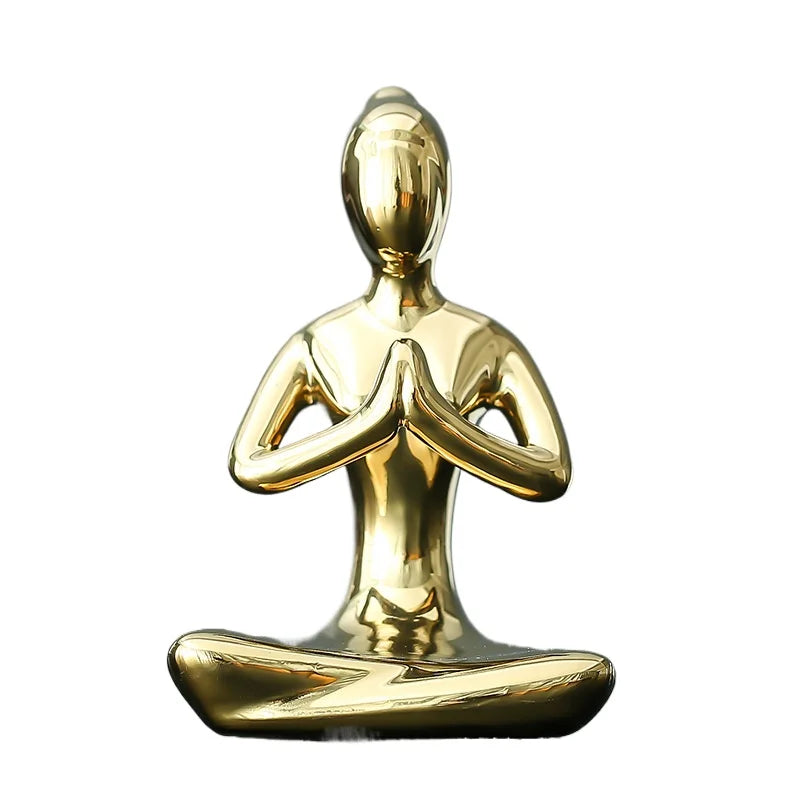 Décoration intérieure Art Abstrait Céramique Poses de Yoga Figurine Porcelaine Femme Statue Bureau Étude Yoga Studio Ornements Décorations