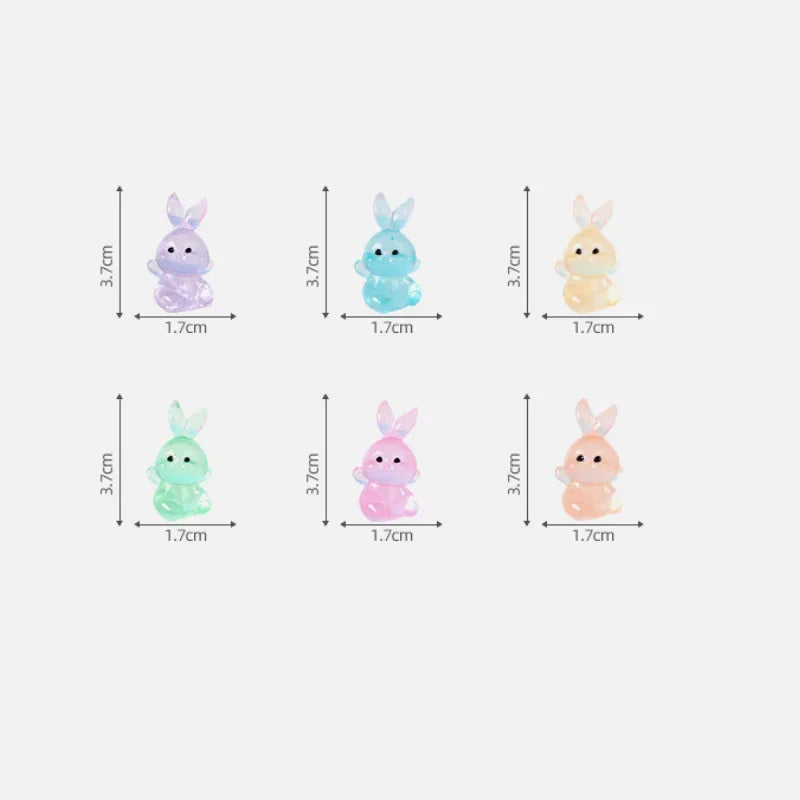 Lapins lumineux miniatures 10/50PCS, décoration de micro-paysage de mousse, figurines de lapin, accessoires de bricolage pour maison de poupée de jardin féerique en résine