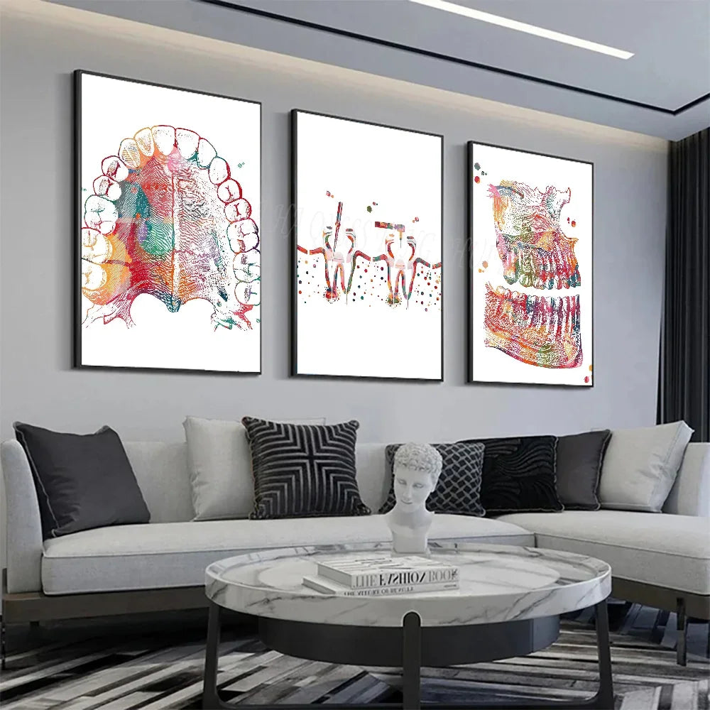 Anatomie Dents Humaines Affiches d'Art Rangée de Dents Illustration Affiche HD Posters Maison Chambre Bar Café Décoration Murale Peinture Photo