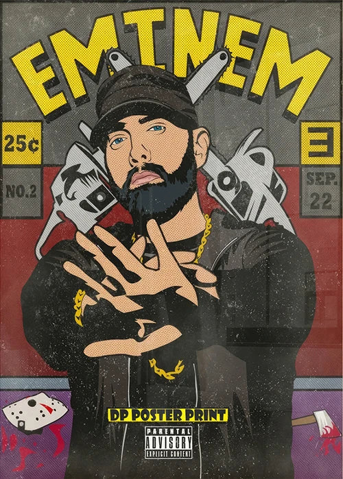 Rapper Singer Eminem Comic Covers Poster Canvas Printing Music Singer Rap Pop Wall Art Decor Fans Room Home Aesthetic Decoration