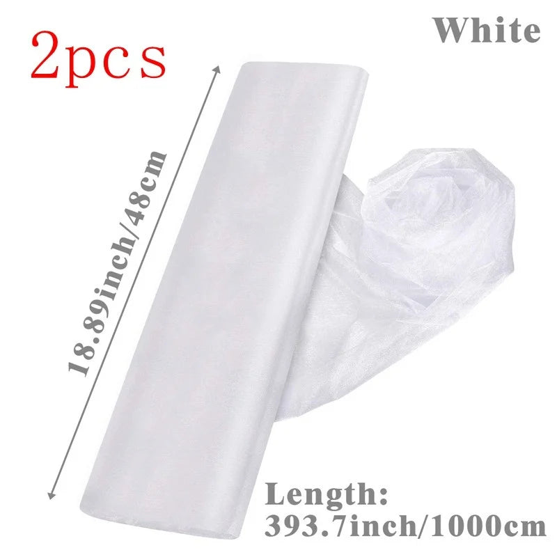 Rollo de tul blanco para decoración de bodas, organza de cristal, tela transparente para fondo de bodas, fiestas de cumpleaños, decoración de lazos de sillas de bodas
