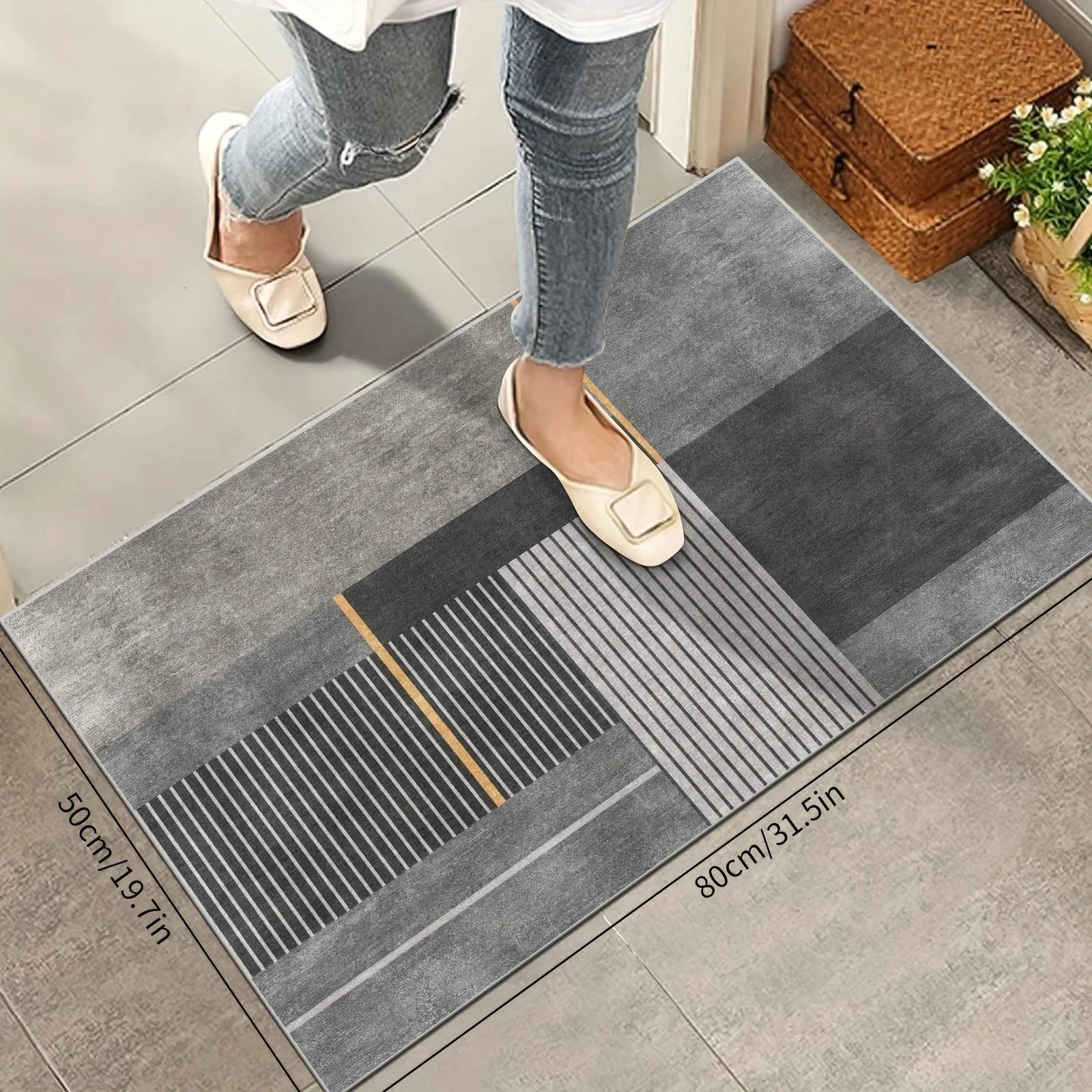 Tapis géométriques minimalistes VIKAMA – Idéaux pour les couloirs, les tapis de cuisine et les paillassons d'entrée – Décoration d'intérieur durable et facile d'entretien