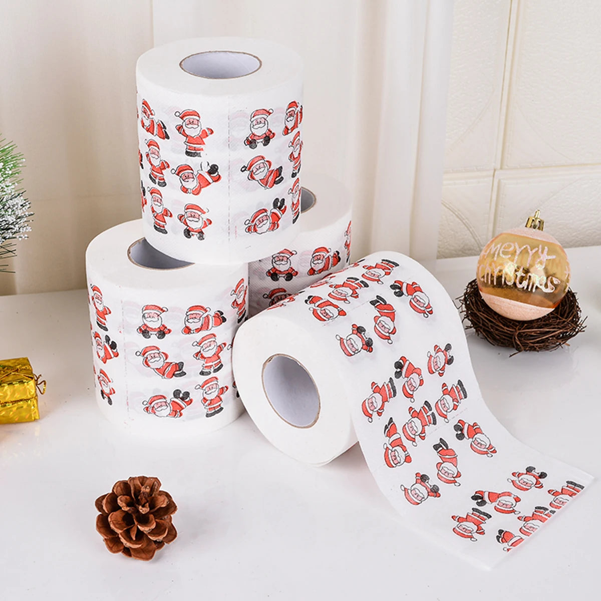 Papel higiénico navideño de Papá Noel, decoración de Feliz Navidad para el hogar 2025, decoración de Navidad, regalo de Año Nuevo