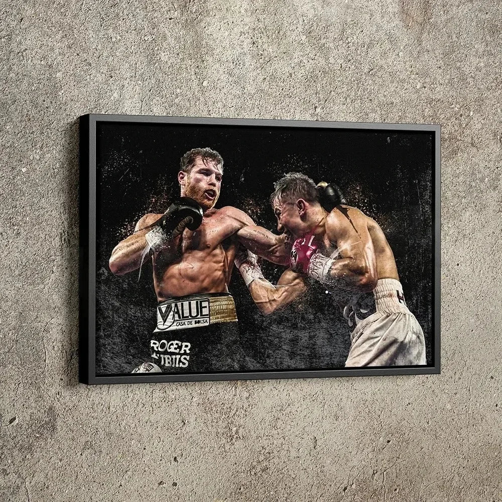 Classic Vintage Wall Art Mike Tyson Vs Muhammad Boxing Painting, HD Canvas Printed Poster, Home Living Room Bedroom Decoration