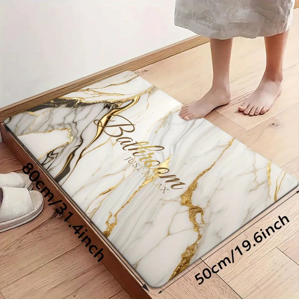 Alfombrilla de baño con diseño de mármol de arena dorada Vikama, alfombrilla de baño antideslizante para baños, duchas y felpudos de cocina