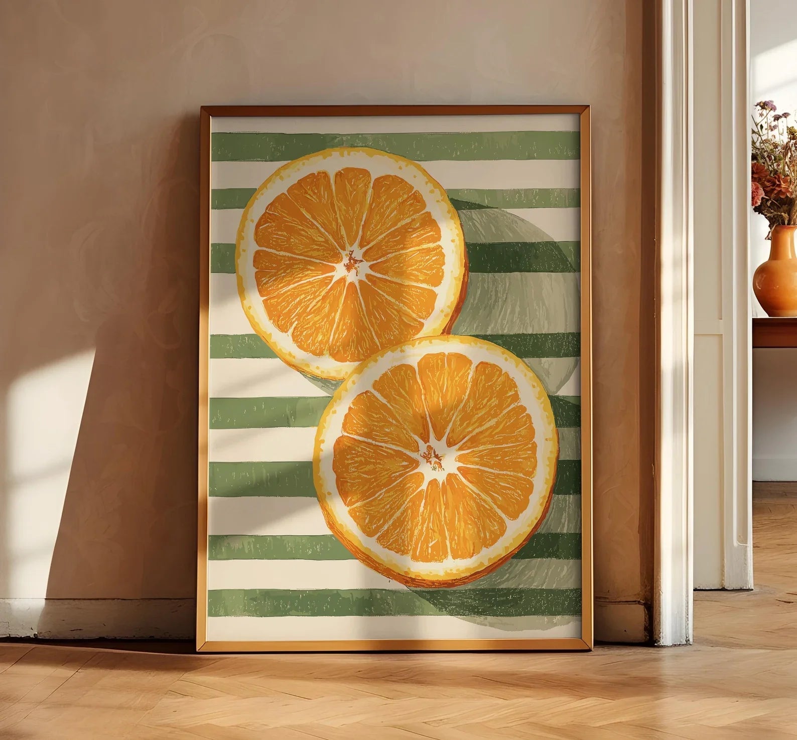 Décor mural orange, Affiche de fruits orange, Peinture murale de cuisine de ferme, Impressions de cuisine, Art culinaire tendance, Art de cuisine rétro, Frui