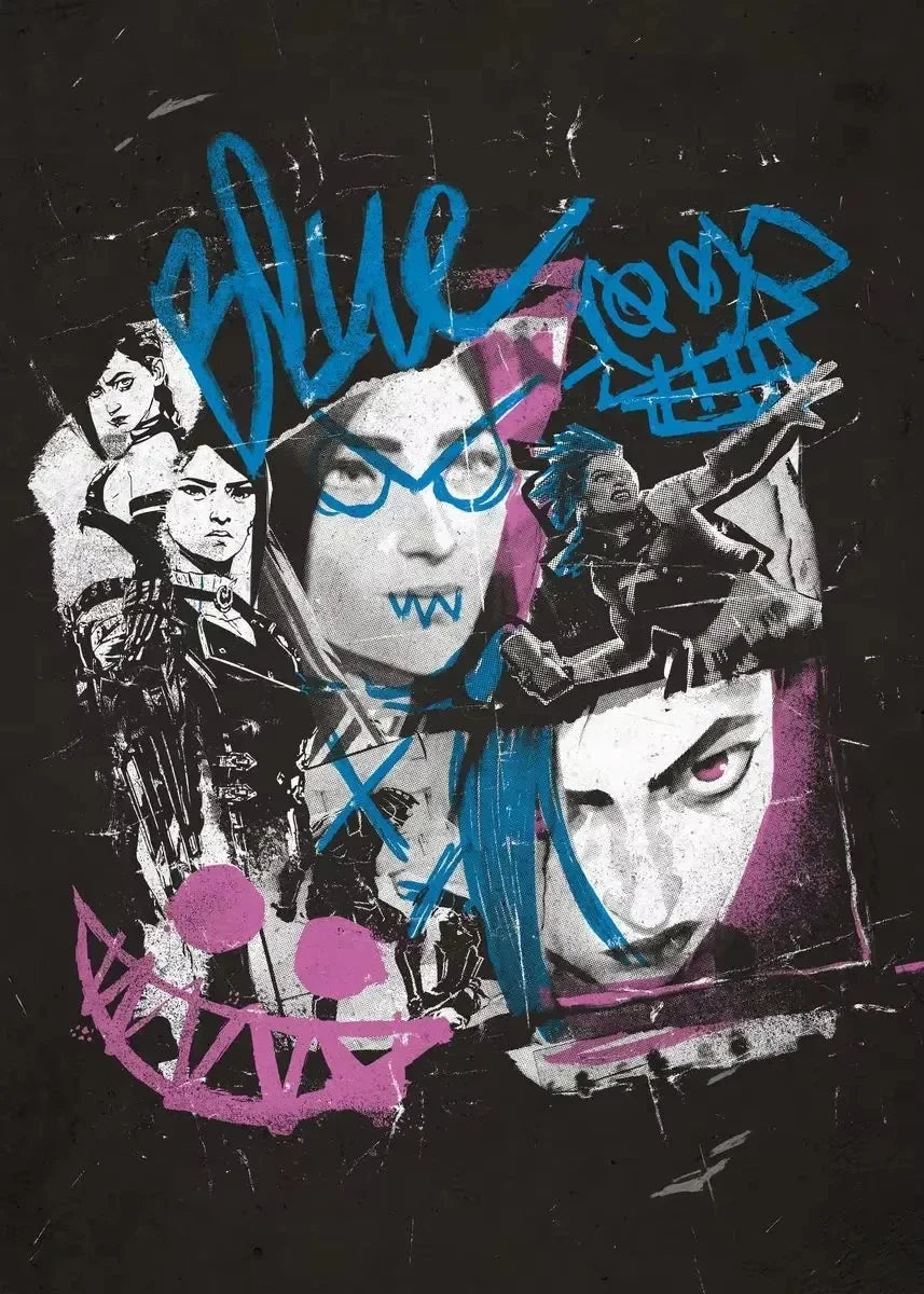 Arcane Season 2 Jinx VI Graffiti Caitlyn Jayce Viktor Character Poster Arcane Anime Game Canvas Printing Wall Art Room Decor