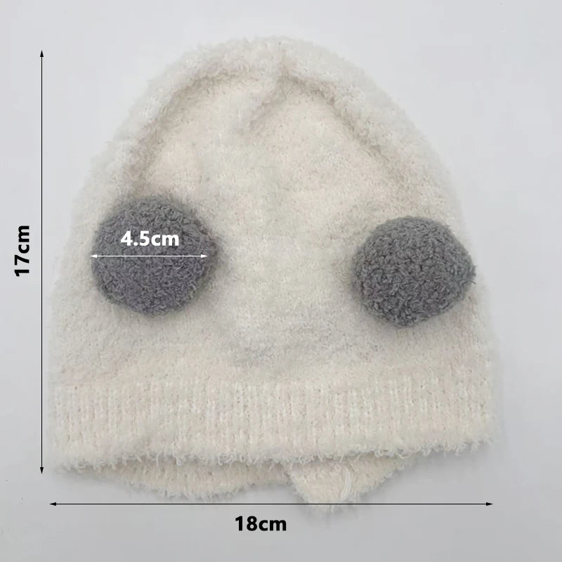 Mignons Bonnets d'Hiver Chauds pour Bébés Filles Garçons, en Polaire avec Bordure en Laine et Boule, Bonnets Solides en Laine avec Protection des Oreilles, Doux, pour Nouveau-Nés