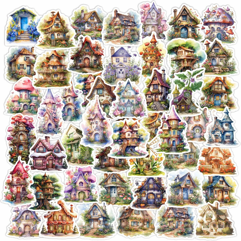 10/30/50pcs Pegatinas Retro Estéticas de Casa de Flores Lindas Calcomanías Kawaii DIY Cuaderno Laptop Maleta Teléfono Divertido Pegatina Decorativa