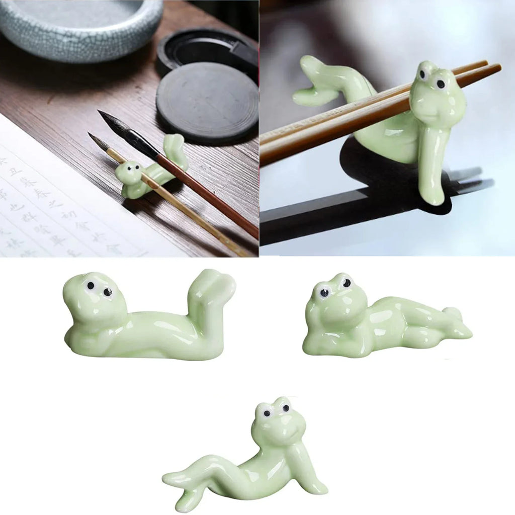 Soporte Creativo de Cerámica para Palillos de Rana Divertida, Descansacubiertos para Cucharas y Tenedores, Vajilla para Restaurante, Utensilio de Cocina, Decoración del Hogar