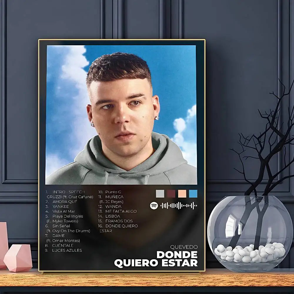 Póster de Quevedo HD Arte Adhesivo de Pared Impermeable Decoración para Sala de Estar Bar