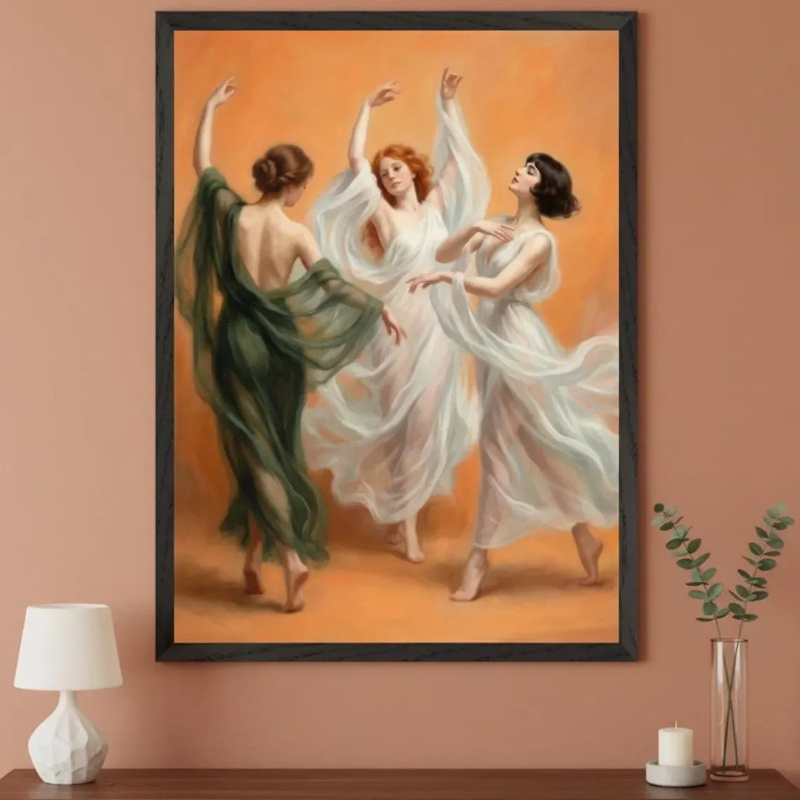 Warren B. Davis - Estampa artística La danza de las tres musas, Estampa artística de calidad museo