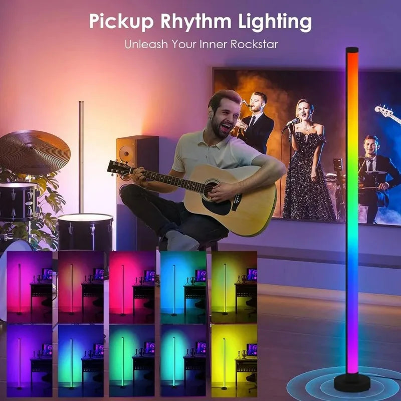 Lampe d'ambiance LED Lampadaire RGB Télécommande et contrôle par application Synchronisation musicale Éclairage Lampe de table d'ambiance pour jeux Esport