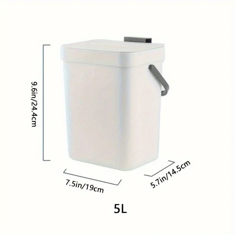 Cubo de Basura Silencioso que Ahorra Espacio - 3/5L, Contenedor Sellado Ecológico para Cocina y Oficina, No Requiere Electricidad