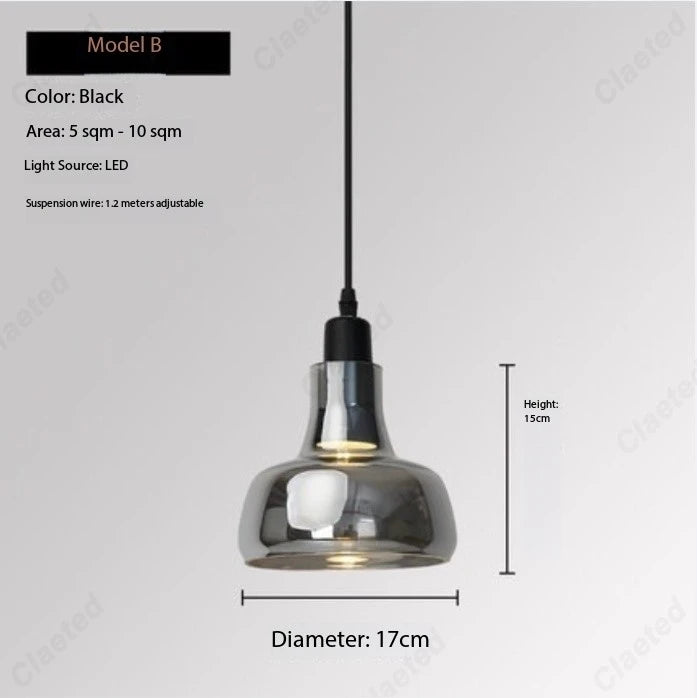 European Modern Minimalist LED Glass Chandelier Bar Restaurant Living Room Coffee Shop Bedroom Decorative Lighting