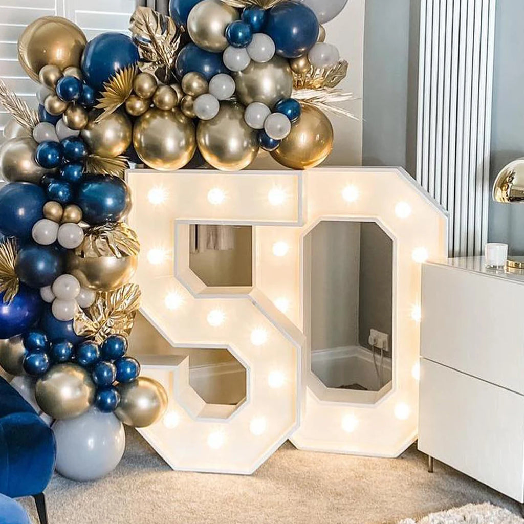 91.5cm Grande Lettre Lumineuse LED Chiffre d'Anniversaire 1er Anniversaire Mariage Baby Shower Décoration 30 40 50 Chiffre d'Anniversaire Cadre