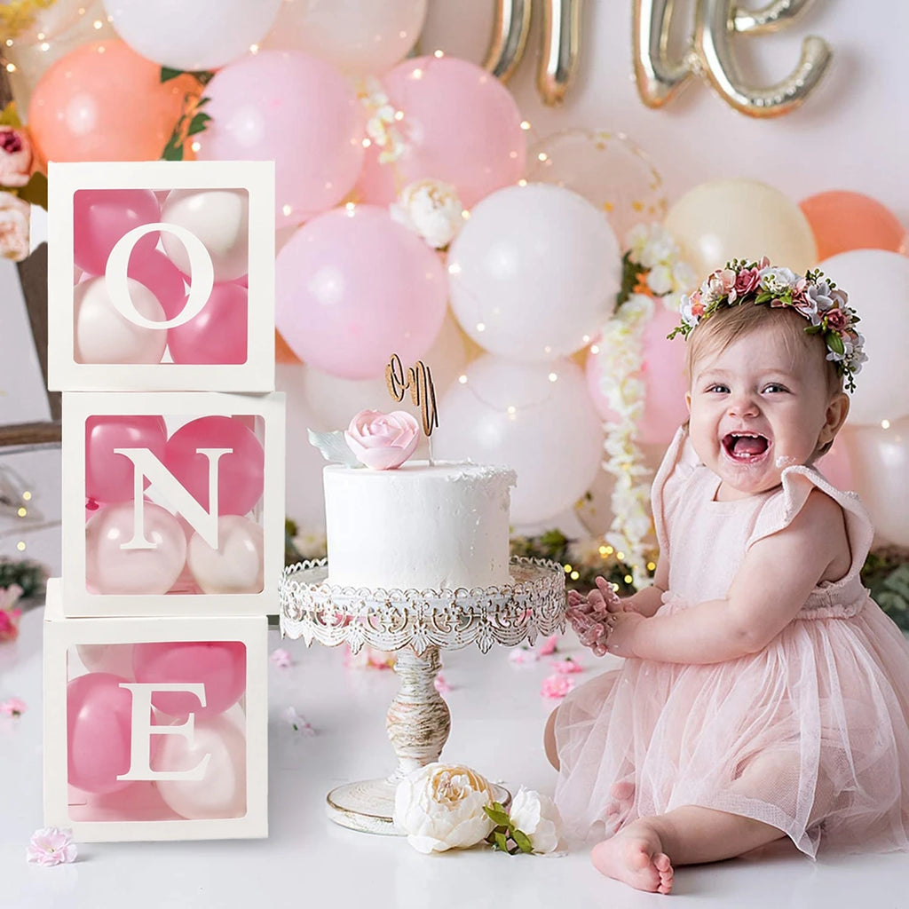 25cm ONE Letter Balloon Box 1 One Year Old Birthday Decor 1st Birthday Party Decoration Kids Boy Girl Baby Shower Balloon Box