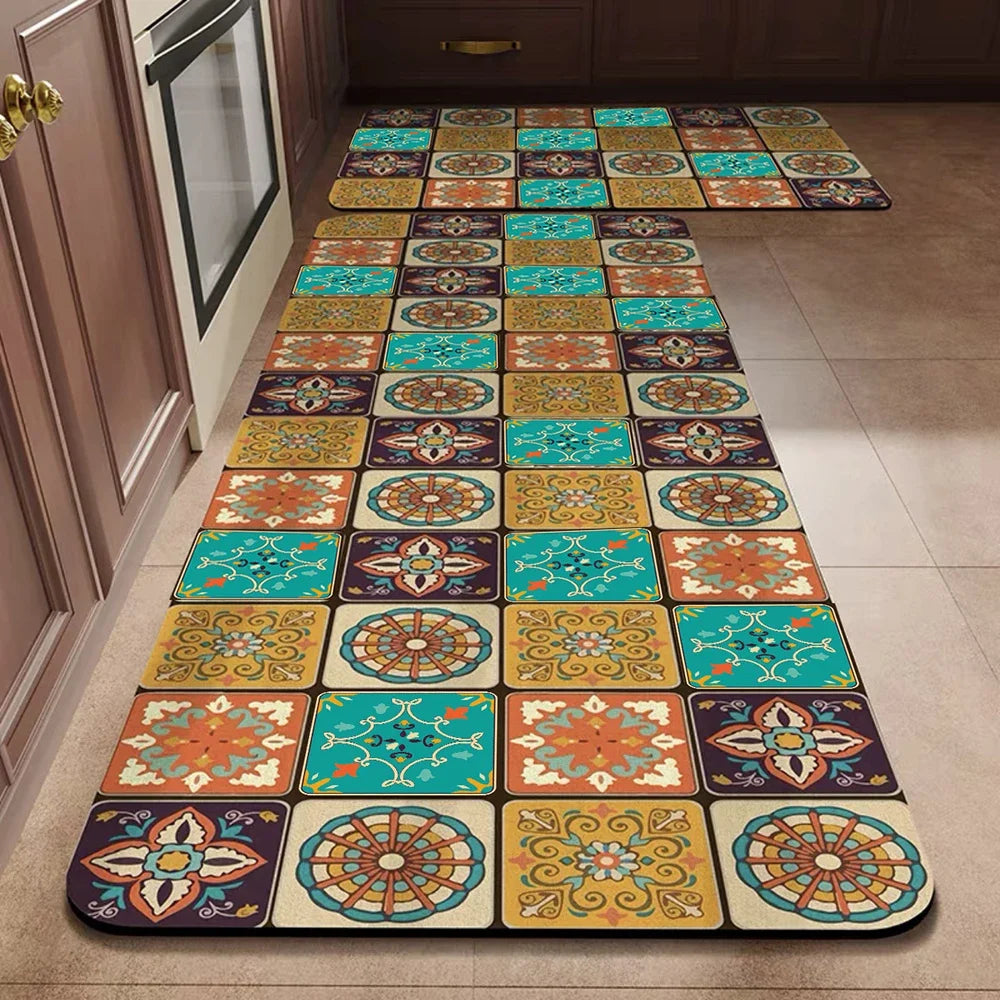 VIKAMA 1/2PCS Alfombra de cocina resistente al aceite, alfombra de baño absorbente de secado rápido, felpudo antideslizante para decoración del hogar