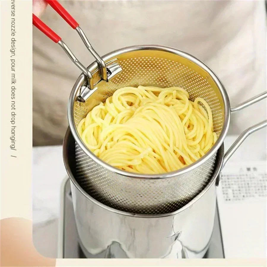 Freidora de acero inoxidable con patatas fritas y alitas de pollo, pequeña olla de aceite para el hogar con pantalla de filtro, olla Tianfu Luo