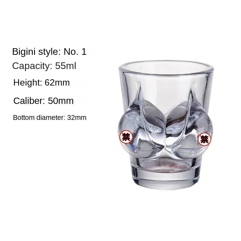 Vaso de cristal pintado a mano para mujer, copa de vino pequeña, bikini humano duradero, vaso de chupito