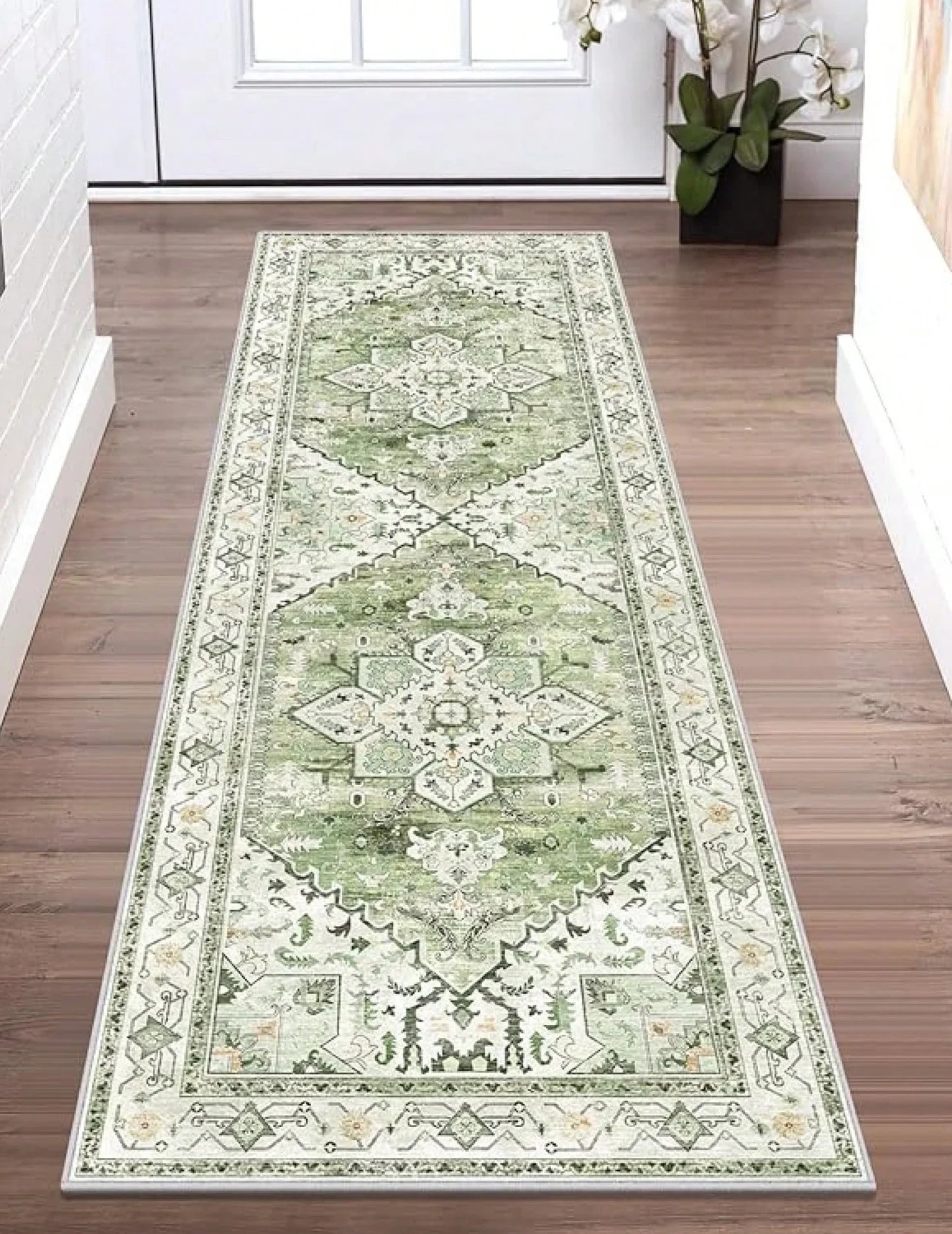 Alfombra Larga Estilo Retro con Patrón Vintage y Rayas Minimalistas, Antideslizante y Duradera para Pasillo, Sala de Estar, Entrada, Decoración del Hogar