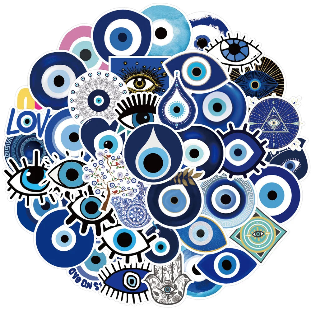 10/30/50pcs Autocollants Graffiti Oeil Turc Gothique Maléfique Esthétique Stickers Skateboard Moto Téléphone Voiture Cool Imperméable