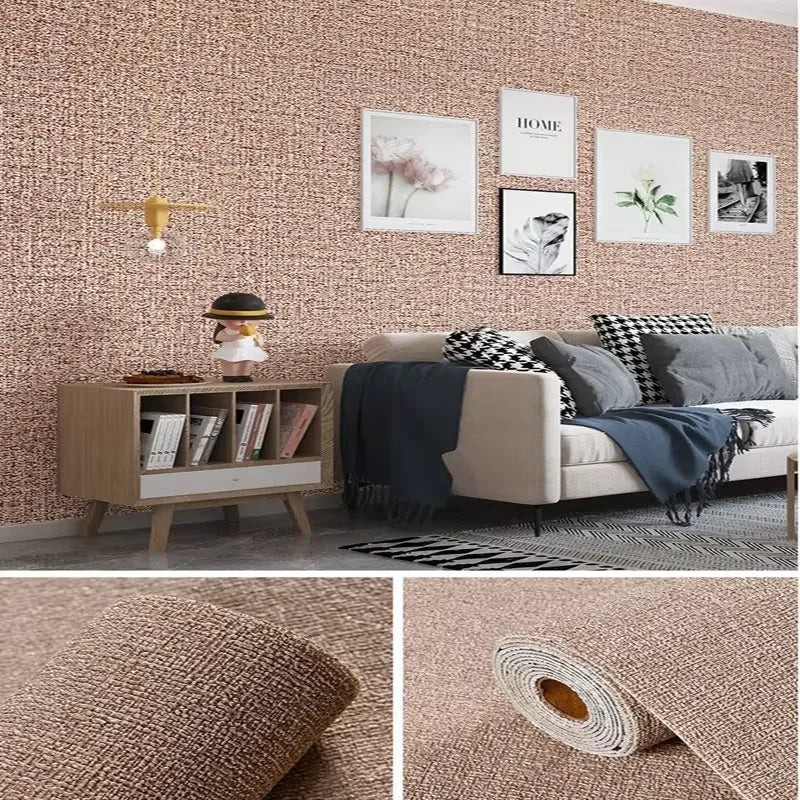 2.8/10m 3D Thicken self-adhesive wallpaper linen plain Diatom Mud wall stickers color decor renovation anti-collision Home Decor
