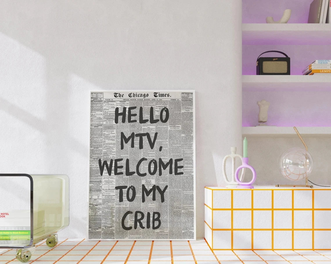 Hola MTV Bienvenidos a Mi Crib Moda Arte de Pared Impresiones Lienzo Pintura Póster Imagen para Sala de Estar Dormitorio Habitación Infantil Decoración del Hogar