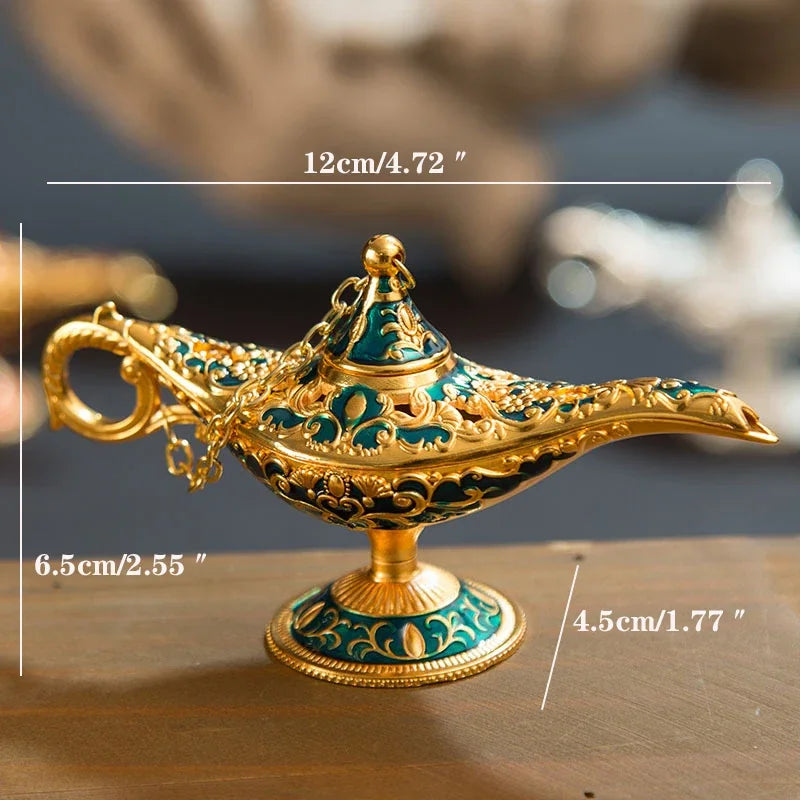 12cm (4.7") Lampes de Génie Magique Aladdin Rares et Creuses Classiques, Brûleurs d'Encens, Lampe à Huile Rétro, Décoration de Maison, Cadeau