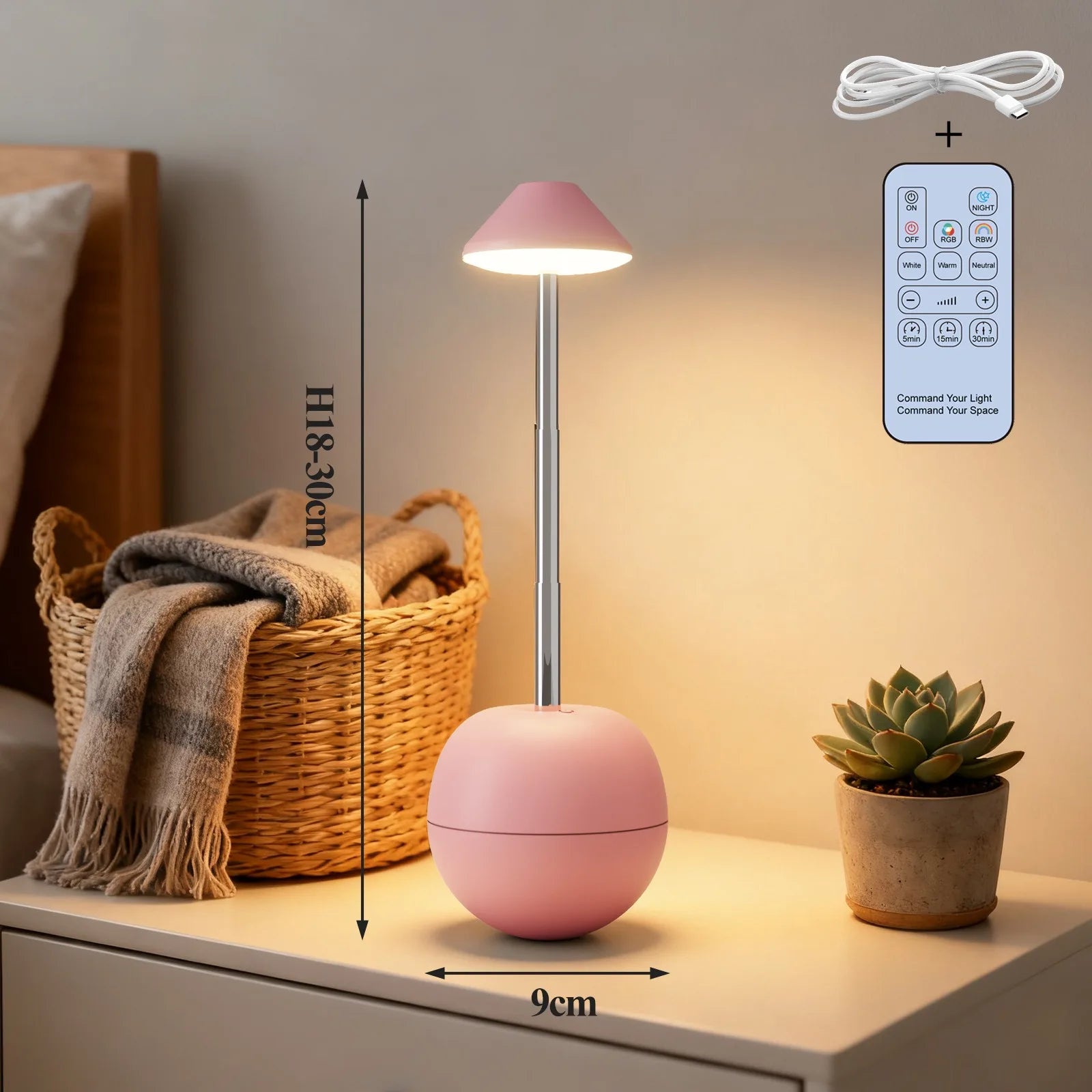 Lampe de bureau tactile LED avec télécommande, hauteur réglable, éclairage RVB, convient pour le salon, la chambre, lampe de chevet.