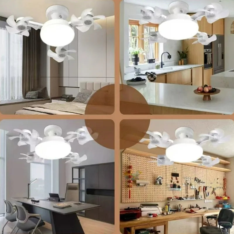 Luz de Ventilador E27 con Forma de Dron con Control Remoto, Luz Regulable de 3 Colores para el Hogar, Sala de Estar, Dormitorio, Luz de Ventilador de Techo Silenciosa