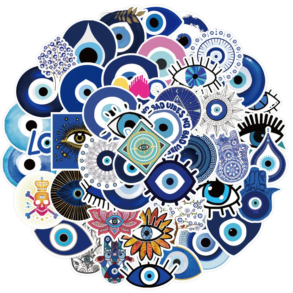 10/30/50pcs Autocollants Graffiti Oeil Turc Gothique Maléfique Esthétique Stickers Skateboard Moto Téléphone Voiture Cool Imperméable