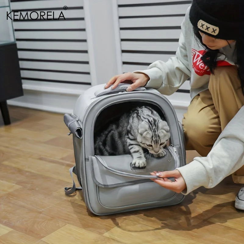 KEMORELA Sac à Dos de Transport pour Chats et Chiens Grande Capsule Transparente Extérieure Respirante Fournitures pour Animaux de Compagnie