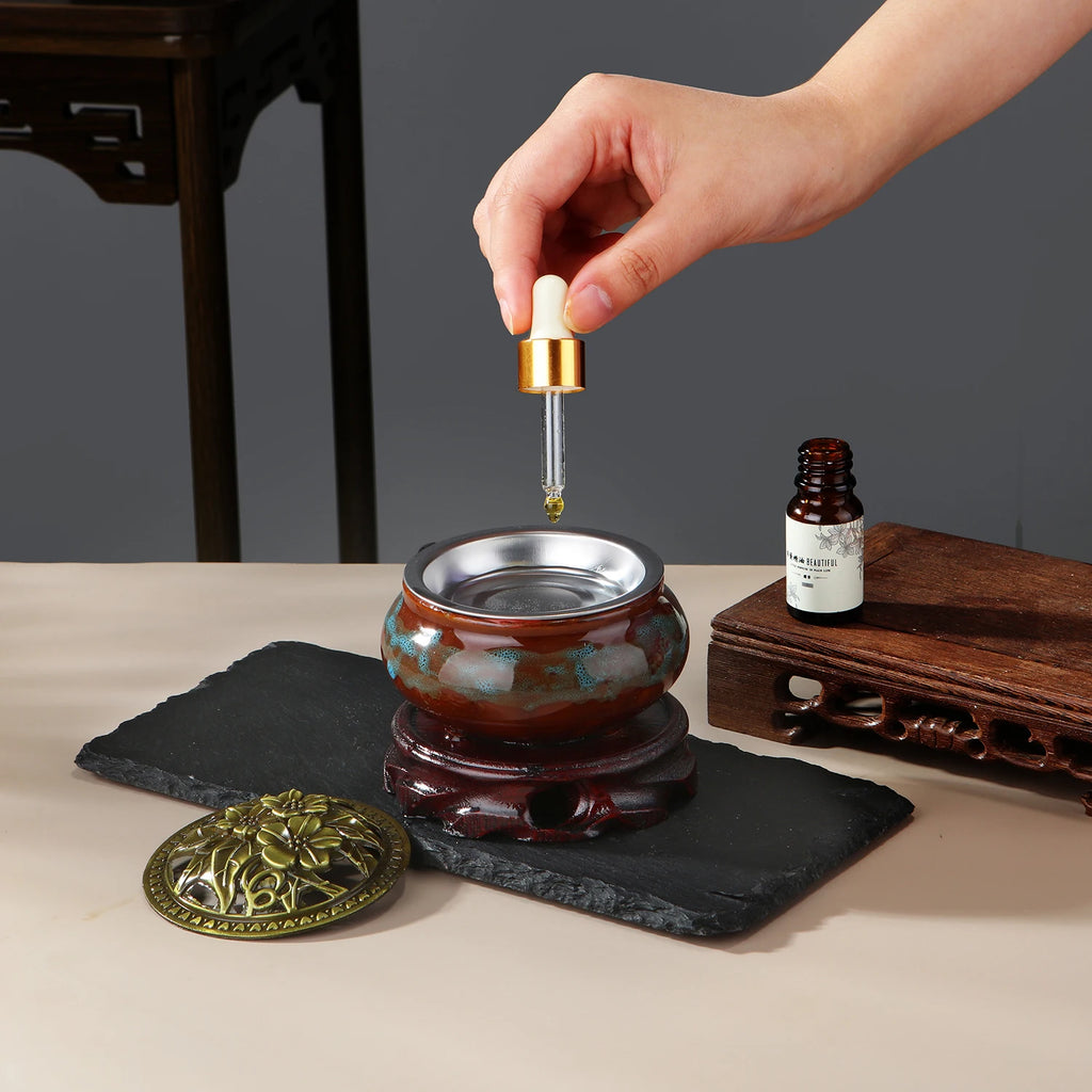 Quemador de incienso electrónico de 220 V, de cerámica, para aceites esenciales, con temporizador y temperatura ajustable, para sándalo y agarwood